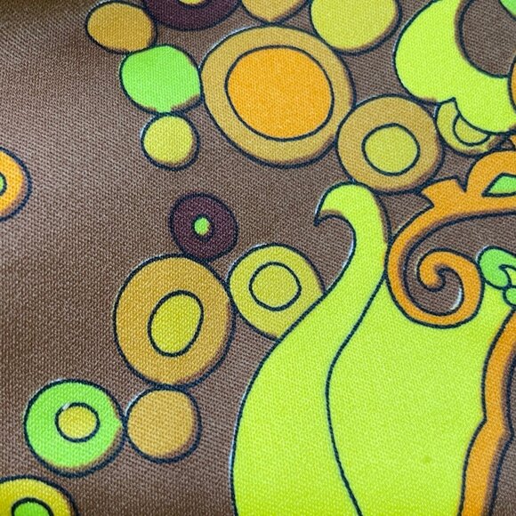 Vintage Floral Paisley Nightgown Size Medium 1960s Maxi Mock Neck Dressing Gown - Picture 8 of 8